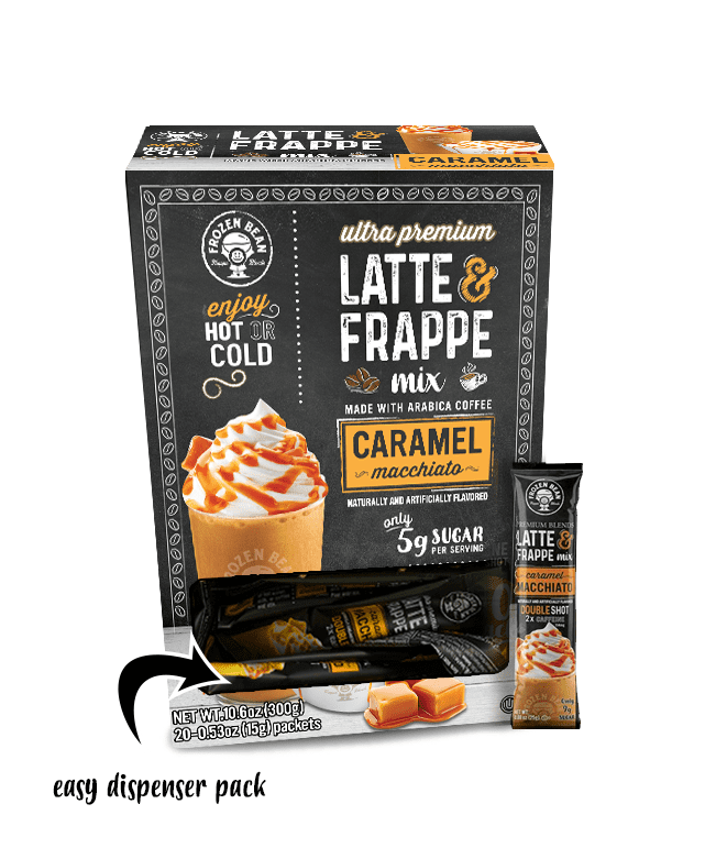 Frozen Bean Ultra-Premium Caramel Macchiato Latte & Frappe Drink Mix 20 ...