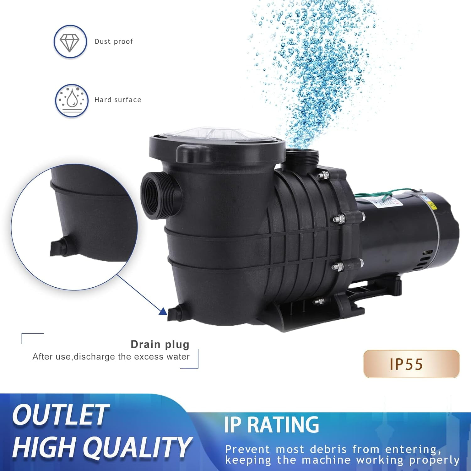 PRIJESSE 2.0HP In/Above Ground Pool Water Pump Swimming Pool Pump Dual Voltage 120V/220V 1500W