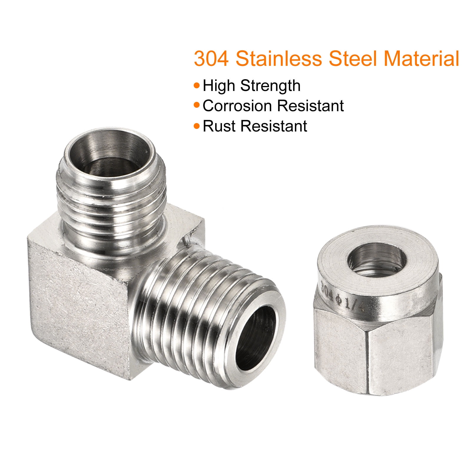 Unique Bargains Compression Tube Fitting Stainless Steel OD Coupling Adapter 1/4PT x 1/4"