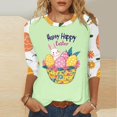 thumbnail image 2 of lcziwo Sales for Today Easter Shirt for Women Loose Casual Bunny Rabbit Print Casual Round Neck Tee Shirts 2025 Spring 3/4 Sleeve T-Shirt Tops Green L, 2 of 6