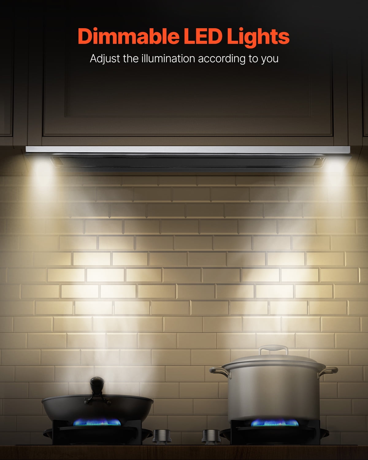KFFKFF Kitchen Exhaust System, 30 Inch Integrated Stove Ventilation, 800CFM in Stainless Steel, Featuring Motion & Touch Activation, LED Illumination, Baffle Filters, 4-Speed Fan