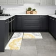 thumbnail image 4 of Kitchen Mat Rug Set of 2 Abstract Dahlia Flower Yellow Gray Floral Runner Rug Anti-Fatigue Comfort Memory Foam Standing Mat Non-Slip Floor Door Mat for Bathroom Bedroom 18x30in+18x48in, 4 of 6