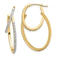 thumbnail image 4 of 14K Yellow Gold Diamond Fascination Hinged Double Hoop Earrings, 4 of 5