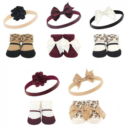 

Hudson Baby Girl Headband and Socks Giftset Burgundy Leopard One Size