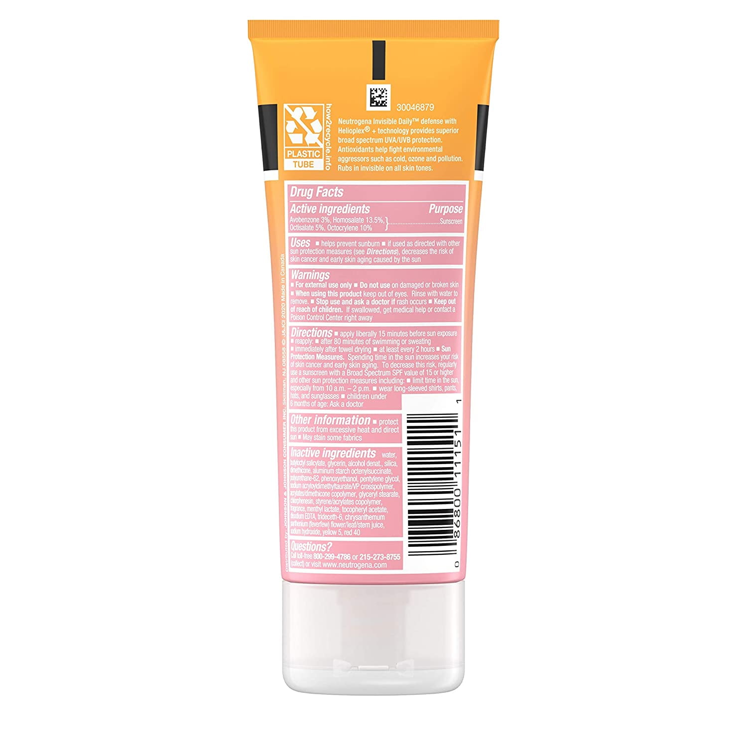 Neutrogena Invisible Daily Defense Sunscreen Lotion, Broad Spectrum SPF 60+, Oxybenzone-Free & Water-Resistant,3.0 fl. oz 1 ea (Pack of 6)
