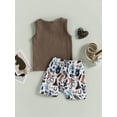 thumbnail image 4 of Coduop Infant Baby Boys Summer Clothes Outfit Set Cow Head Tank Tops and Shorts 2Pcs Suit, 4 of 8