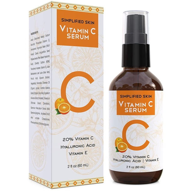 Suero de Vitamina C Simplified Skin al 20% para Rostro y Ojos Tratamiento Antienvejecimiento Arrugas Acné 2 oz Simplified Skin SS96644