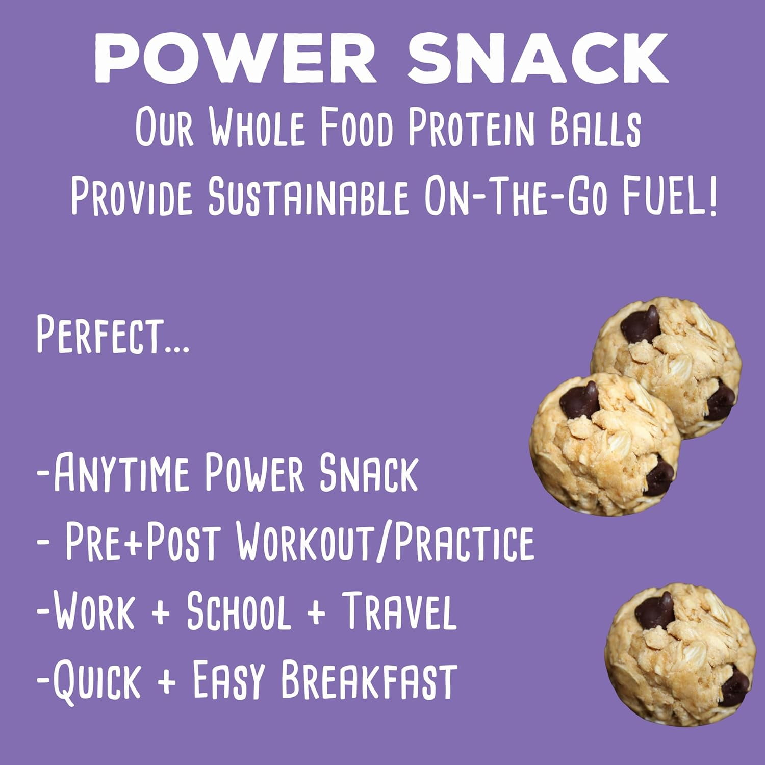 SimplyFUEL Whole Food Protein Balls with Probiotics - Chocolate Chip Cookie Dough Protein Snacks - 8g Protein Snack - Gluten Free Energy Balls , 2 Pack of 12 Balls