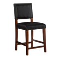 thumbnail image 1 of Linon Brook 24" Wood Counter Stool Black Faux Leather Nailhead Trim in Cherry, 1 of 13
