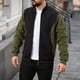 thumbnail image 1 of pstuiky hombres de manga larga, Chaqueta con capucha y cremallera alta de manga larga con bloques de color para hombre Tops de talla grande para hombre l, 1 of 9