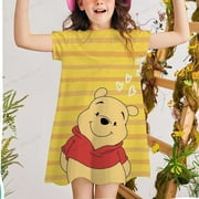 Décontracté bébé fille ours Winnie robe bébé à manches courtes a-ligne plissé vêtements pour enfants Mini robe de princesse