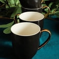 thumbnail image 4 of Stone Lain - Vajilla de porcelana de 16 piezas, servicio para 4, negro con ribete dorado, 4 of 12