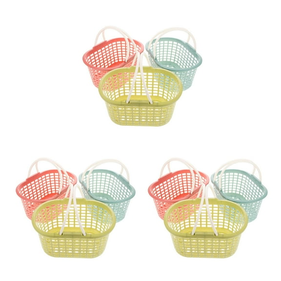 9 pcs  Handheld Basket Multi-functional Sundries Storage Basket Portable Shopping Basket