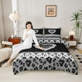 thumbnail image 4 of jejeloiu Leopard Print Queen Comforter Set,Romantic Valentine Day Bedding Sets,Gray Black Bedding Comforter Set For Girls Teens,Ultra Soft Home Decor Reversible,3-Piece, 4 of 8
