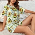 thumbnail image 4 of Wukai Avocado Doing Sport Print Women's Pajama Set - Short-Sleeve Top and Shorts with Elastic Waistband and Pockets for Loungewear, Yoga, and Casual Wear-Large, 4 of 8
