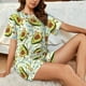thumbnail image 4 of Fotbe Avocado Doing Sport Conjunto de Pijama Estampado para Mujer, 2 Piezas, Ropa de Dormir con Camiseta de Manga Corta y Shorts Suaves-Medium, 4 of 6