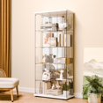 thumbnail image 2 of BAIVAKON Glass Display Cabinet with Double Door and Lock, Quick-Install Style 4-Shelf Curio Cabinet 5mm Tempered Glass Floor Standing Bookshelf for Living Room, 2 of 15