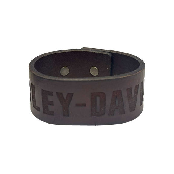 Harley-Davidson Men's Embossed H-D Leather Cuff Bracelet Wristband (S/M) Brown, Harley Davidson