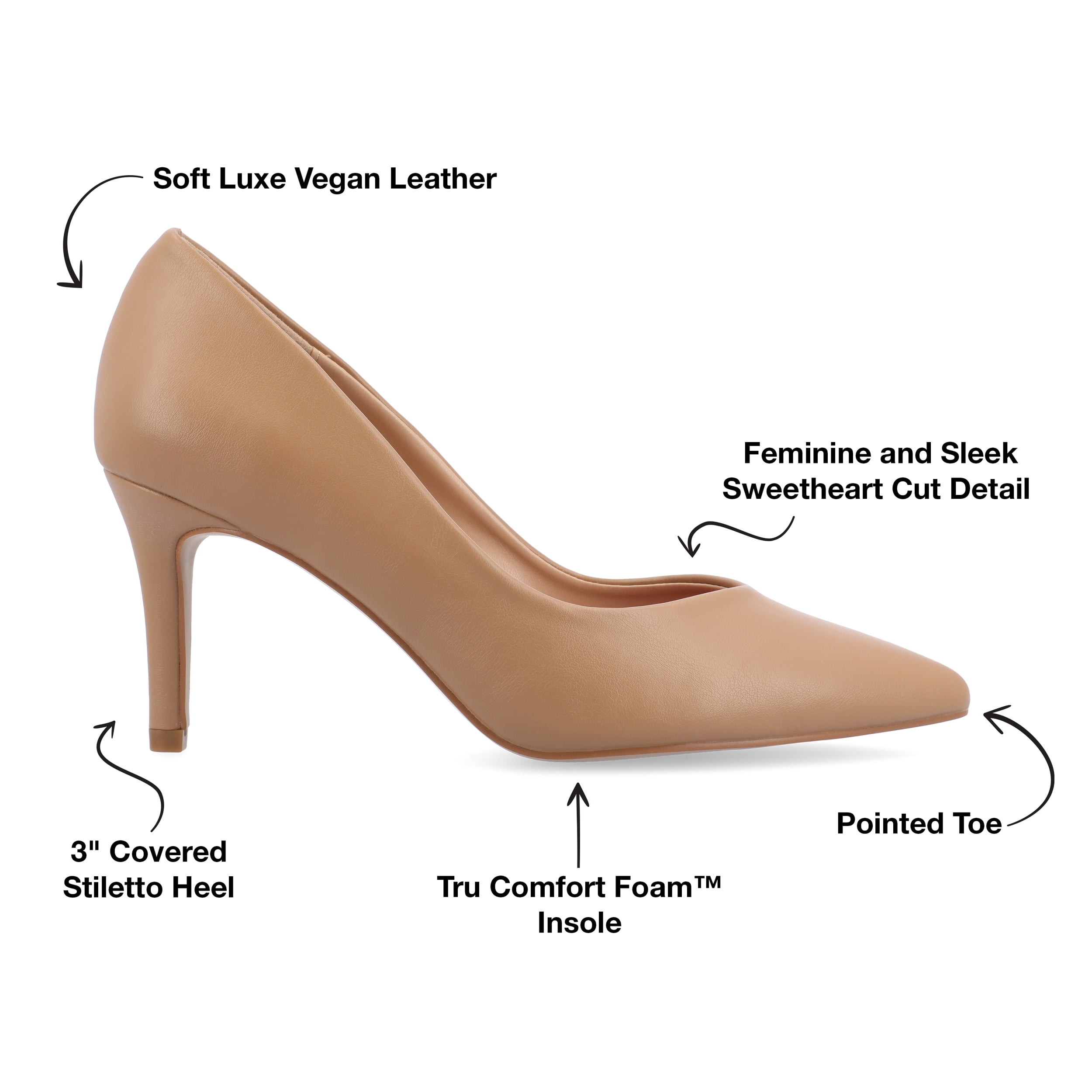Journee Women's Gabriella SuperNatural Shades Narrow Width Slip On Pointed Toe Pumps