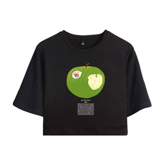Djo Merch Green Apple Crop Top Midriff-Baring Tshirt Women Girl Short Sleeve