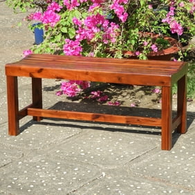 Walker Edison Acacia 53 In Backless Patio Bench Brown Walmart Com