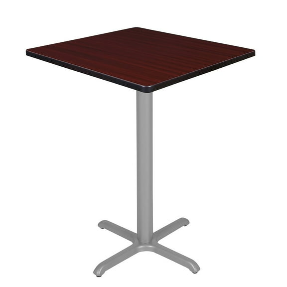 Regency Cafe High 30" Square X-Base Table- Mahogany/ Grey Base