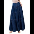 thumbnail image 2 of Faldas Largas de Mezclilla de Cintura Alta con Botones y para Mujer Azul Oscuro M, 2 of 10