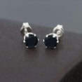 thumbnail image 2 of Gem Stone King Black Onyx Stud Earrings for Women Men | 0.92 Cttw | Gemstone Birthstone | Round 5MM, 2 of 3