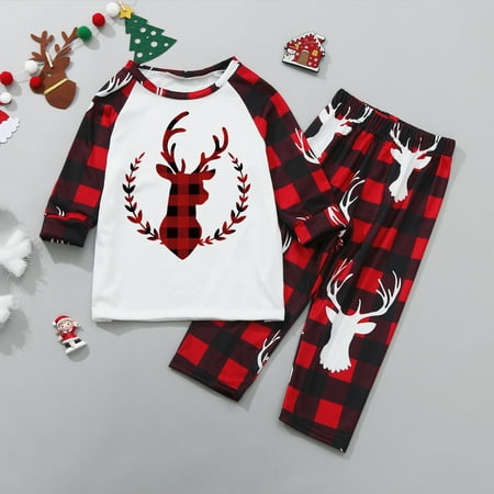 

Wear Kids Piece Printed Pajamas Christmas Home Snow Warm Set Two Child Set Parent