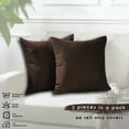 thumbnail image 4 of 3S Brother's Solid Color Cushion Cover Velvet Look Home Décor Throw Pillow Case with Invisible Zipper Set of 2 Pieces for Chair Couch Bedroom & Livingroom Décor Pillowcase - Dark Brown 18"x18" Each, 4 of 9
