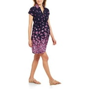 Oh! Mamma Maternity Short Sleeve Floral Dress With Shirt Collar