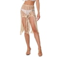 thumbnail image 1 of INSPIRE CHIC Traje de baño sexy de ganchillo para mujer con falda de cobertura con flecos XS Beige, 1 of 5