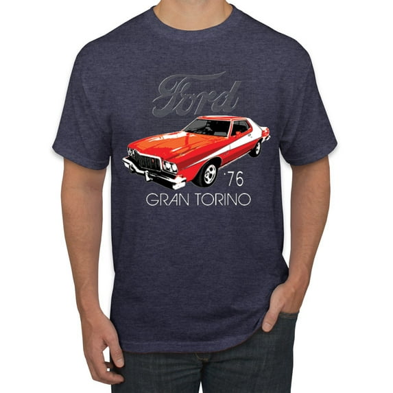 Wild Bobby, Ford '76 Gran Torino Vintage Car Cars and Trucks Men's Graphic T-Shirt, Vintage Heather Navy, X-Large