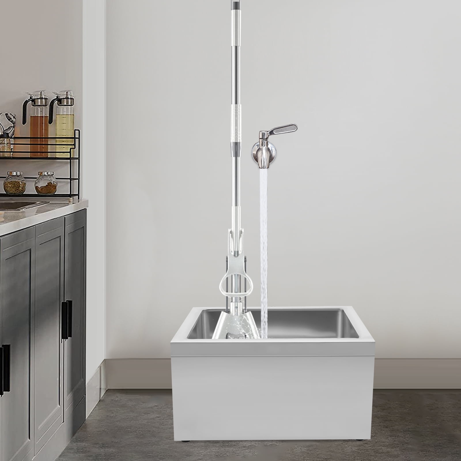 YIYIBYUS No-Splash Deep Utility Sink, 19 Inch Stainless Steel Mop Basin for Kitchens, Restaurants, Quick Drain Design