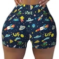thumbnail image 2 of Lsque Funny Spaceships Pattern High Waisted Biker Shorts for Women-Tummy Control Fitness Athletic Workout Running Yoga Gym Shorts,Moisture-Wicking-X-Large, 2 of 9