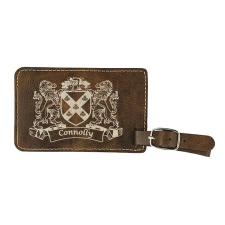 Connolly Irish Coat of Arms Luggage Tag(set of 2) - Rustic Leather