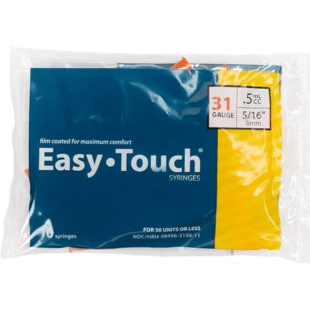 EASY TOUCH U-100 SYRINGES, 31G 0.5ML 5/16, Disposable Syringes, Scientific Lab Syringes
