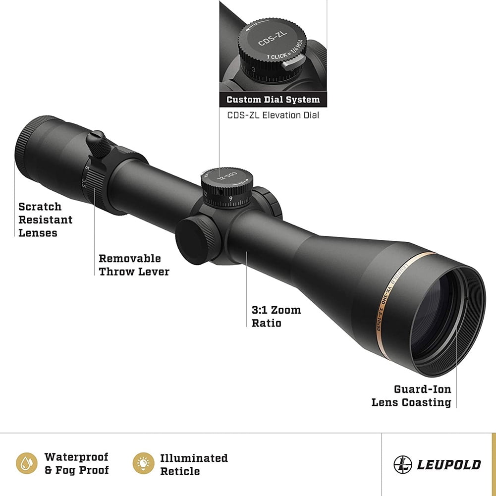 LEUPOLD VX-3HD 3.5-10x50 30mm CDS-ZL Illuminated FireDot Twilight Hunter Riflescope (180628)