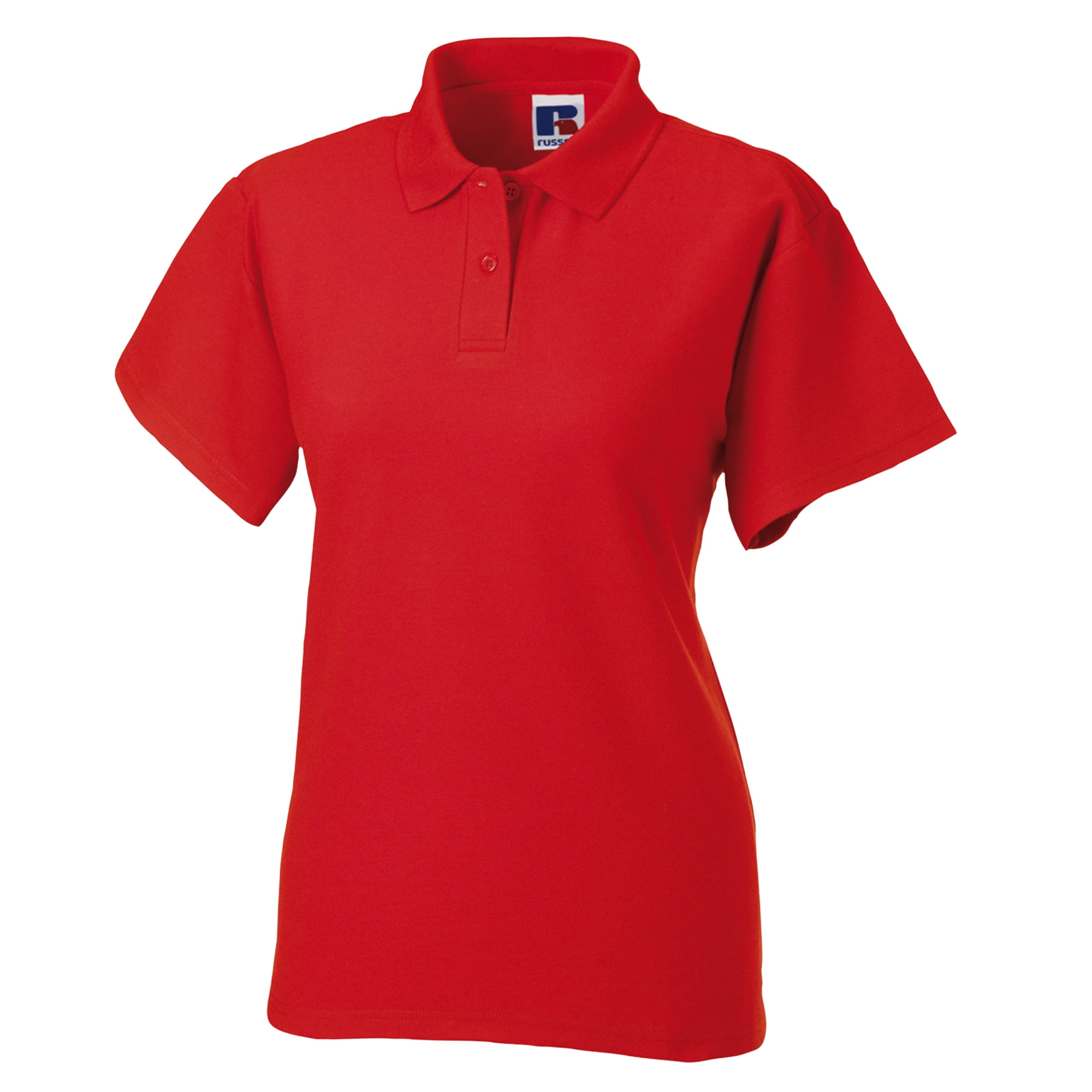L Bright Red Jerzees Colours Ladies 65//35 Hard Wearing Pique Short Sleeve Polo Shirt