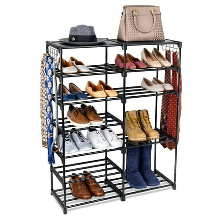 Mainstays 7-Tier Space-Saving Shoe Rack, Holds up to 21 Pairs, Black