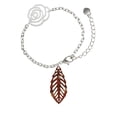 thumbnail image 2 of Delight Jewelry Acrylic Medium Leaf Pearly Brown Silver-tone Flower Link Chain Bracelet, 6.75"+2" Extender, 2 of 4