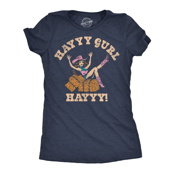 Womens Funny T Shirts Hayyy Gurl Hayyy Sarcastic Cowgirl Graphic Novelty Tee For Ladies Womens Graphic Tees