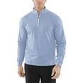 thumbnail image 2 of Beugl Mens Shirts Clearance, Mens Casual Long Sleeve Quarter Zip Pullover Shirt Pullover Men's Plunging Sleeve Pullover Golf Shirts for Men, Polo Shirts for Men Light Blue XXXXL, 2 of 6