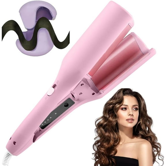 Hair Styling Tool with Negative Ionic Technology, 3D French Wave Crimper for Beach Waves, Crimping Double-Sided Heating Lasting in 24 Hrs for Short Hair