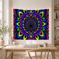 thumbnail image 5 of Geometric Optical Illusion Set Against a Black Void, Mysterious Psychedelic for Gamers, Abstract Neon Art, Birthday Gift, Tapestry Wall Hanging for Gaming Room and Bedroom, 5 of 7