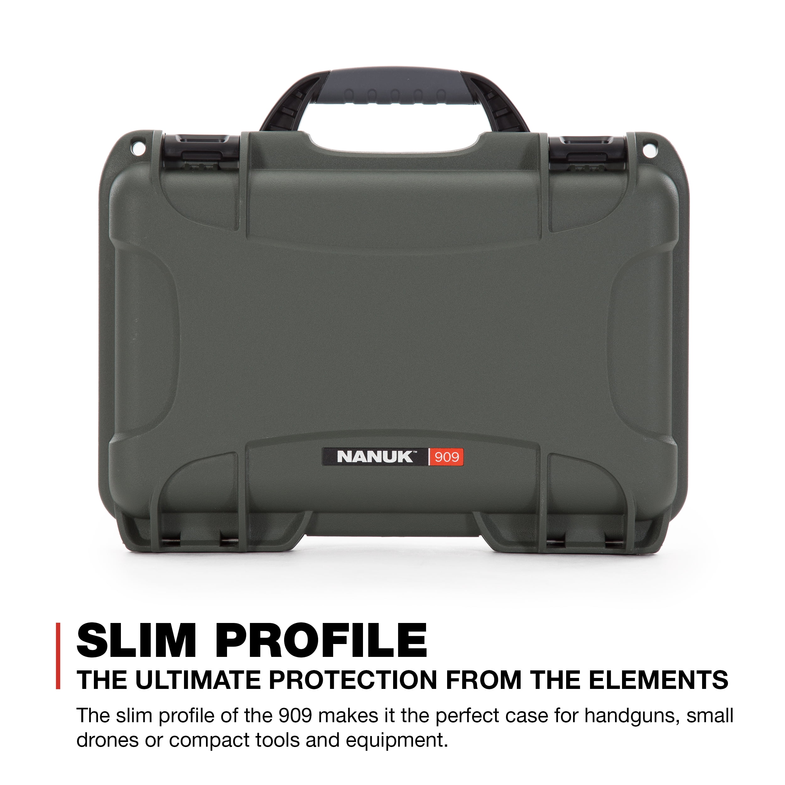 Nanuk 909 Waterproof Professional Pistol/Gun Case, Military Approved with Foam Insert - Olive