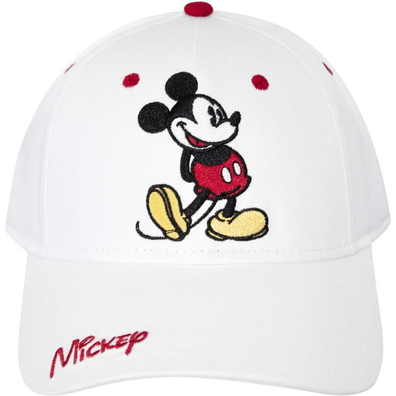 Disney Unisex Classic Embroidered Mickey Mouse Baseball Hat, White