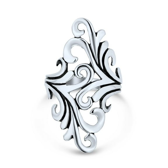 Bling Jewelry Womens Nature Swirl Leaf Wrap Bypass Full Finger Statement Ring .925 Sterling Silver