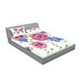 thumbnail image 2 of Ambesonne Flower Fitted Sheet & Pillow Sham Set, Bohemian Pink Blossom, Queen, Pink Purple Blue, 2 of 2