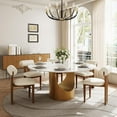 thumbnail image 3 of FHKJ HOME 60" Modern Round Dining Table for 6, Glossy White Sintered Stone Top, 3 of 6